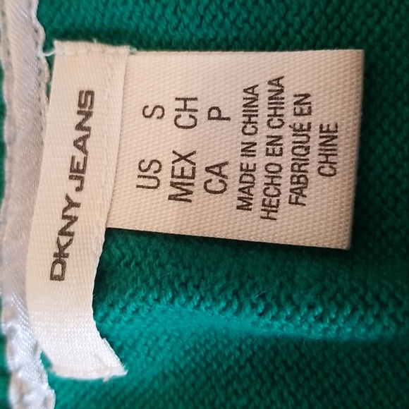 (S) DKNY Jeans Knitted Sweater Metallic Lettering Jewel Tone Logo Graphic - Picture 4 of 10